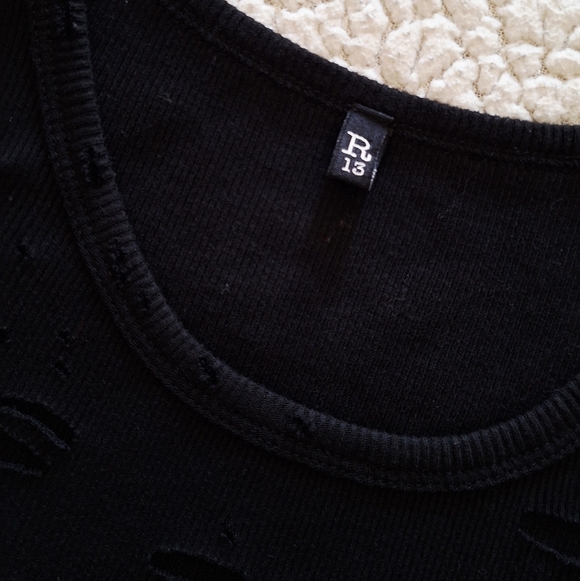 R13 Distressed Sleeveless Tank Top Black Sz S Org $145 - Picture 6 of 11